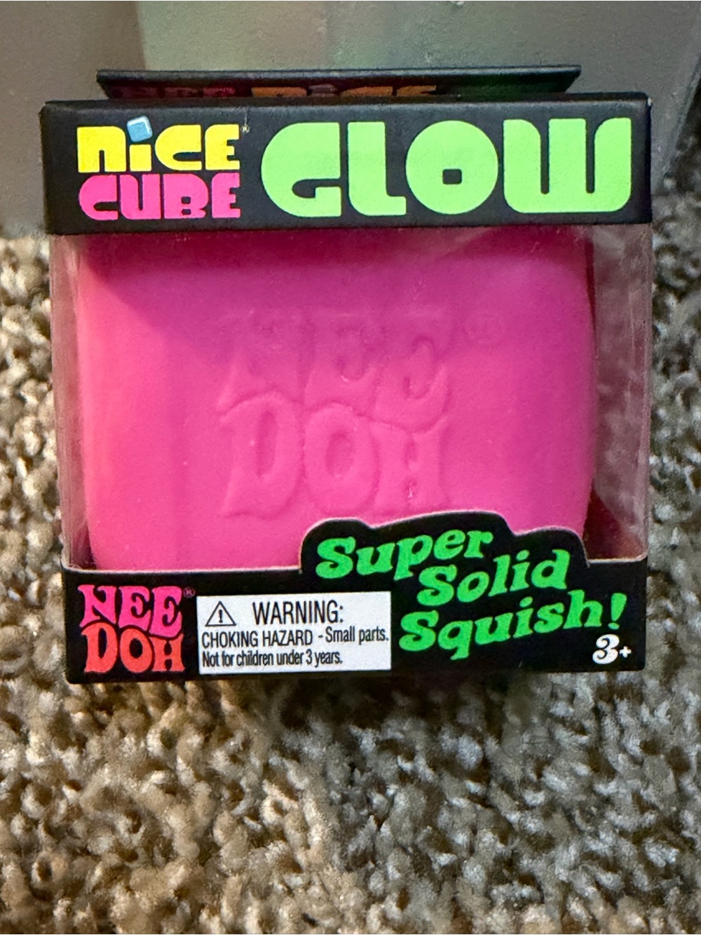 Needoh nice cube glow PINK Super Solid Squish
